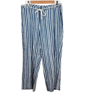 Sigrid Olsen So Blue Linen Pants Women's‎ Sz 10 Blue White Coastal Resort Beach
